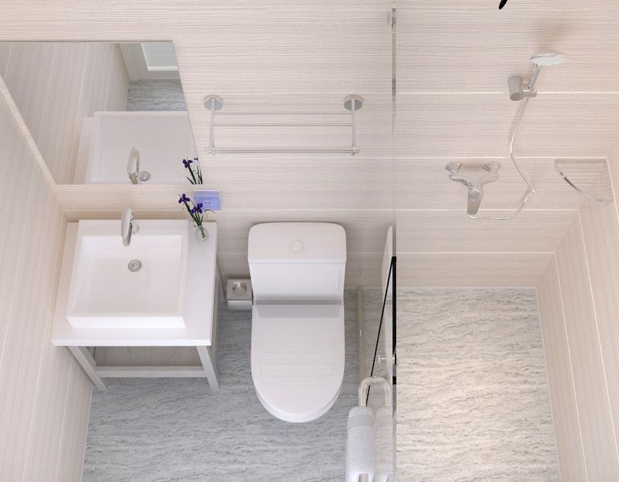 Modulaire badkamer met volledige paneelconstructie voor snelle installatie