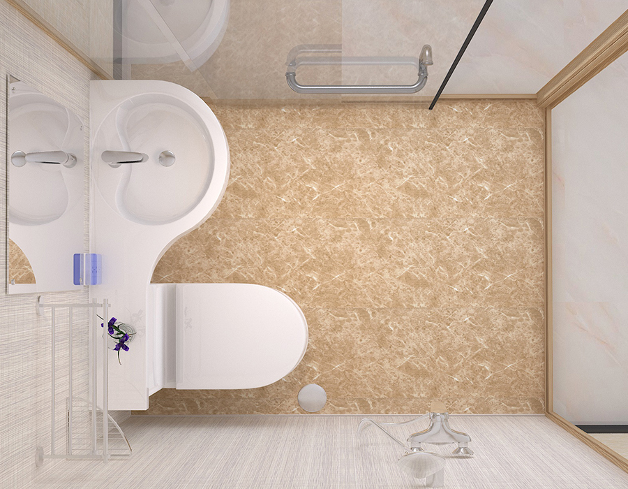 Modulaire hotelbadkamer met binnenwandpanelen van PEC-harsvezel en glazen buitenmuren