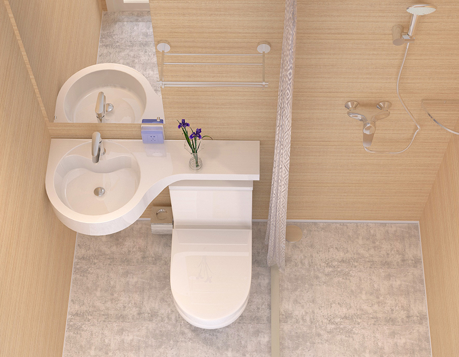 Modulaire badkamer met volledig paneel uit PEC-harsvezel