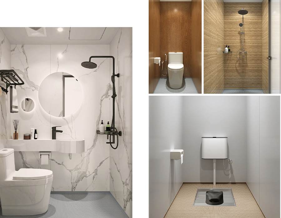 Enkele kleur veelkleurig SMC alles-in-één prefab badkamer